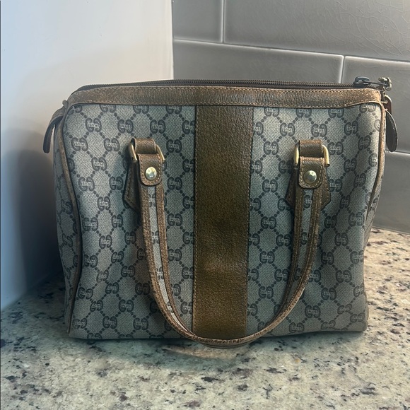 Gucci Brown and Tan Satchel with Monogram Pattern - Picture 4 of 10